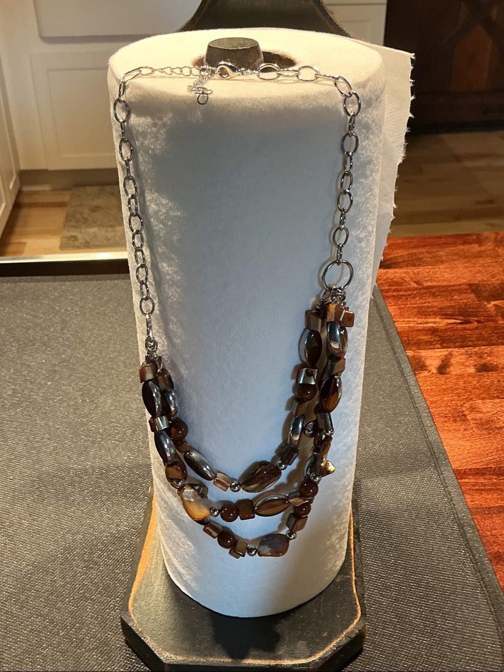 Three-Strand Brown Bead Necklace - Women Jewelry